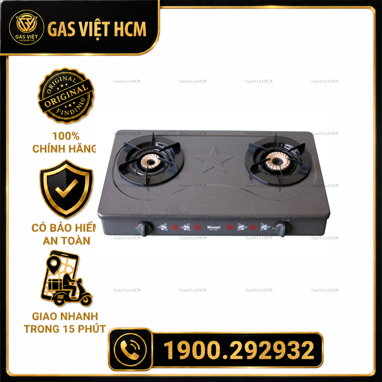 Bếp Gas Rinnai RV-740A(GF) Mặt Men Chính Hãng