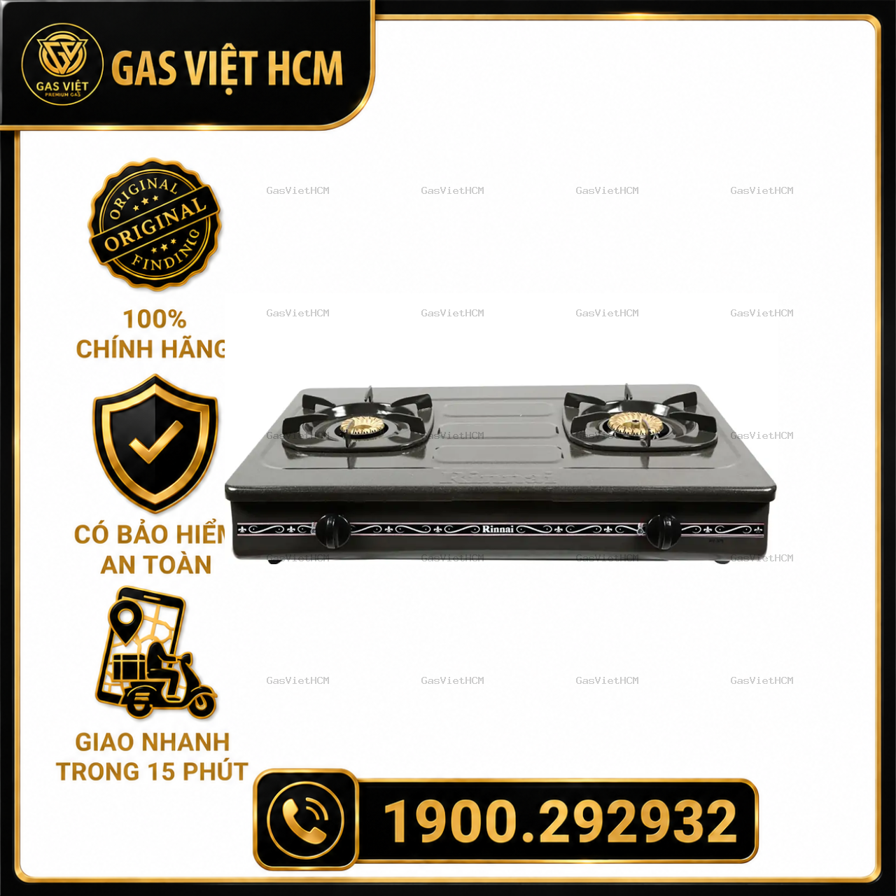 Bếp Gas Rinnai RV-375(G)N Mặt Men Chính Hãng