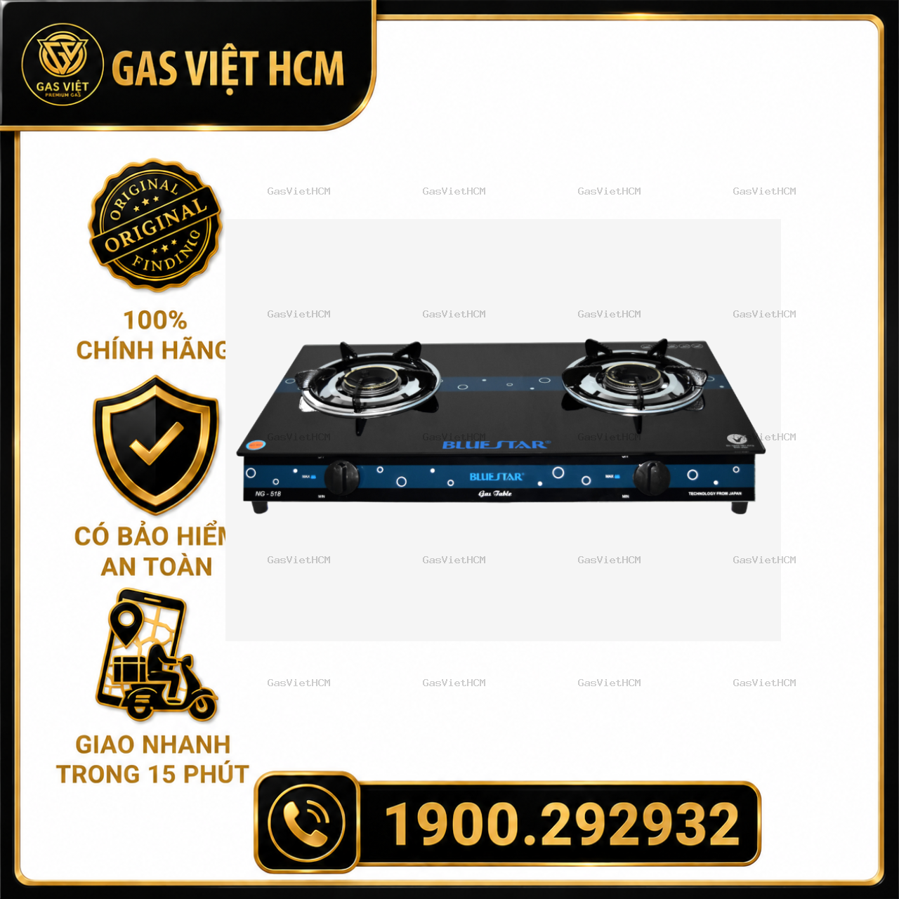 Bếp Gas Bluestar NG-518 Mặt Kính