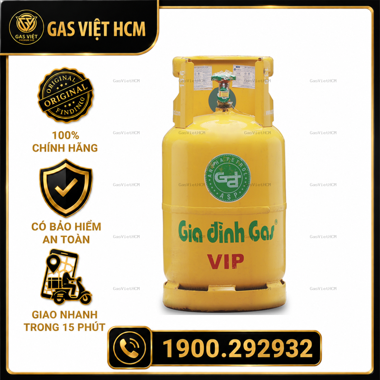 Bình Gas Gia Đình Vàng VIP 12KG, Giá Gas Gia Đình Vàng